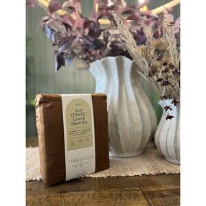 Queen 320 Thread Count Cool TENCEL Lyocell Sheet Set Caramel - Threshold NEW